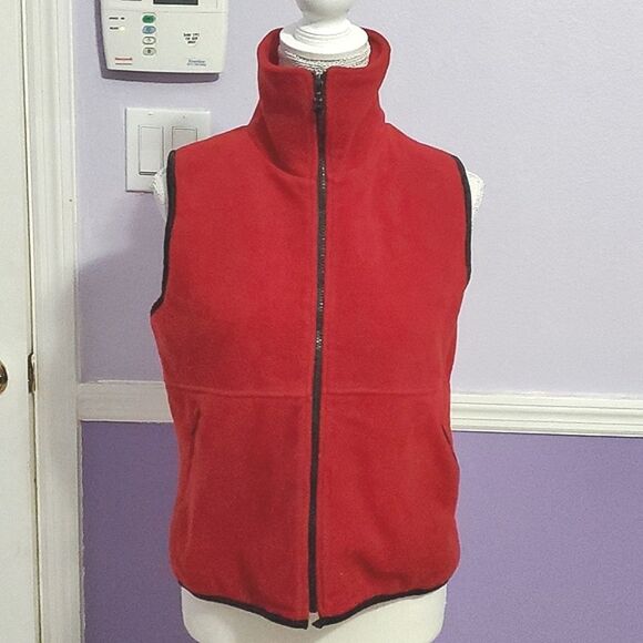 Herman Geist Vintage Red Fuzzy Sleeveless Zippered Windbreaker Vest - Picture 1 of 8
